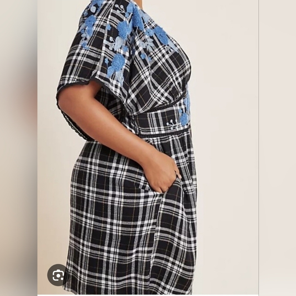 Anthropologie A+plus Sarah Black and Blue Plaid Tunic Dress - Picture 2 of 16
